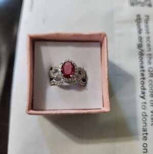 Silver and Ruby Gemstone Set